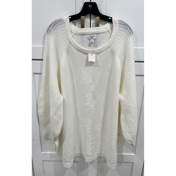 Crown‎ & Ivy Knit Sweater Ribbed Balloon Sleeve Pullover Top White 2X - Picture 1 of 6